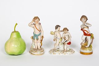 Three, Meissen & Volkstedt Porcelain Figurines