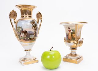 Two, Early 19th C. Old Paris Porcelain Vases