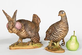 Boehm Male & Female Lesser Prairie Chickens, 2 PC