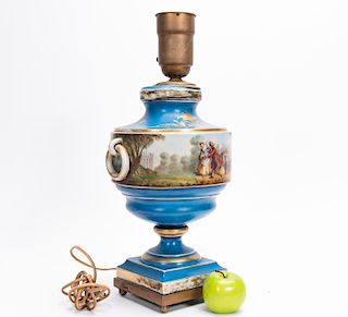 19th C. Sevres Style Landscape Urn Table Lamp