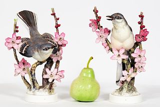 Pair, Doughty Mocking Bird Porcelain Figurines