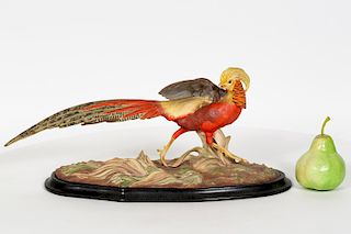 Boehm Golden Oriental Pheasant on Black Base