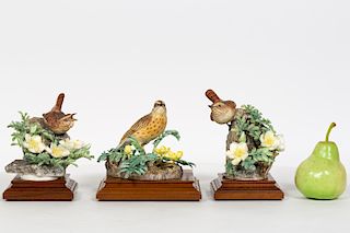 3 Doughty Wren & Burnet Rose Figurines, w/ Boxes