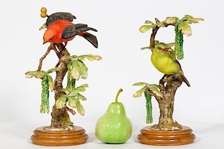 Pair, Doughty Scarlet Tanagers w/ Original Boxes