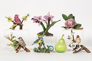 Six Franklin Porcelain Figurines, Birds & Flowers