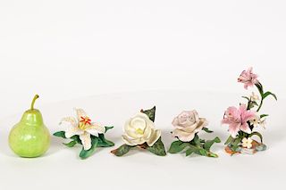 Four Lenox Bisque Porcelain Flower Figurines