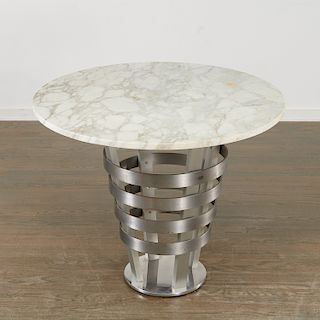 Modernist brushed steel and aluminum center table