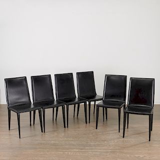 Set (6) Frag Italian leather 'Bottega' chairs