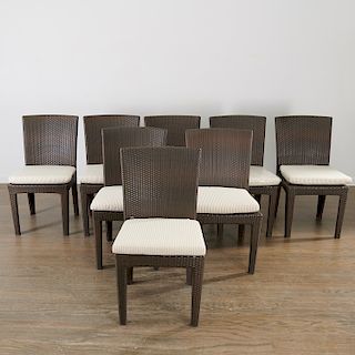 Set (8) Janus et Cie / Dedon outdoor dining chairs