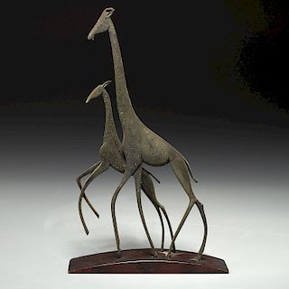 Hagenauer bronze giraffe group