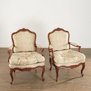 Pair Louis XV beechwood fauteuils a la reine