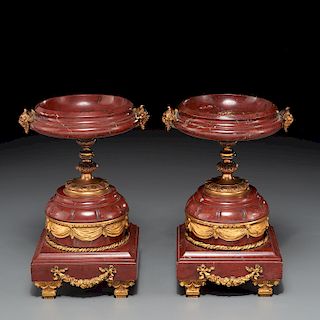 Pair Louis Philippe bronze mounted tazze