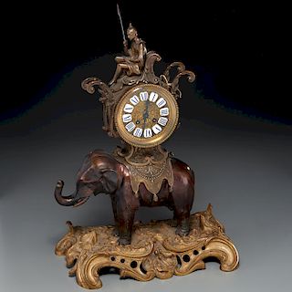 Orientalist bronze mantel clock by Japy Freres