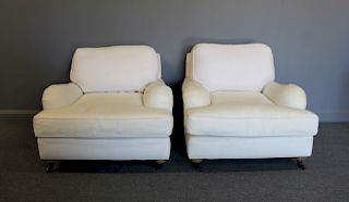 Pair of Restoration Hardware Upholstered Lounge