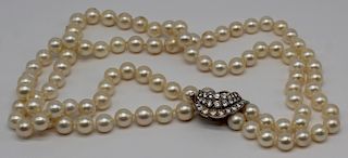 JEWELRY. Pearl, 14kt Gold, and Diamond Necklace.