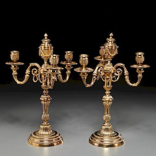 Christofle et Cie, pair Napoleon III candelabra