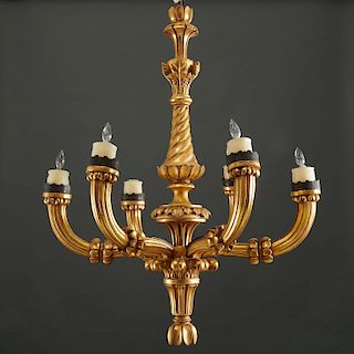 Large Italian Baroque style giltwood chandelier