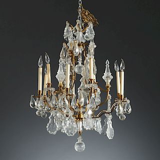 Louis XV style bronze and crystal chandelier