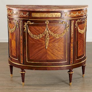 Louis XVI style demi-lune commode after Linke