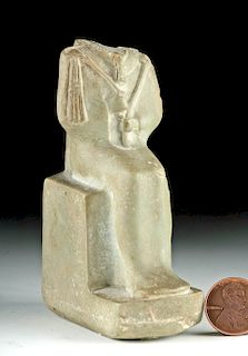 Egyptian Late Dynastic Stone Seated Osiris