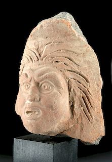 Greek Hellenistic Terracotta Mask Applique Fragment