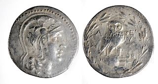 Large Greek Late Athena Silver Tetradrachm - 16.3 grams