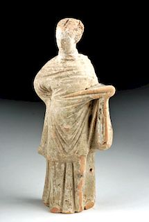Greek Tanagra Terracotta Standing Female Figure