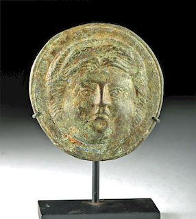 Roman Brass & Iron Medallion w/ Face
