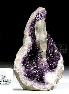 Gorgeous Amethyst Geode w/ Columnar Quartz Crystal