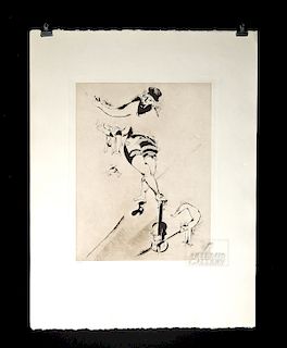 Chagall Etching - Acrobat w/ Violin, 1924