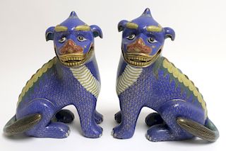 Pair of Cloisonne Foo Dogs