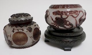Two Chinese 2-Color Glass Pieces