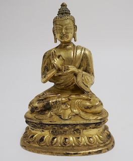 Gilt Bronze Sino Tibetan Buddha