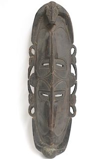 PNG Sepik River Wood Mask, Early 20th C.