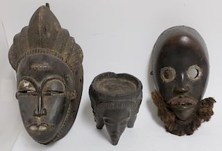 Baule & Dan Masks, Chokwe Ritual Vessel