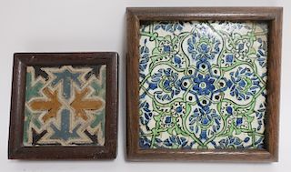 (2) Glazed Pottery Tiles