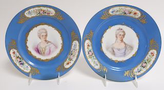 2 French Porcelain Portrait Plates