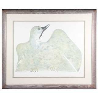 "Bird In Moonlight" lithograph signed Pitaloosie.