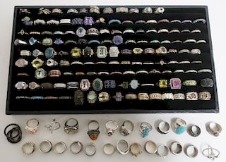 Large Lot of Sterling Silver Rings