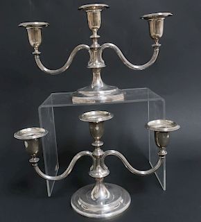 Pair Tiffany & Co Sterling Silver Low Candelabra