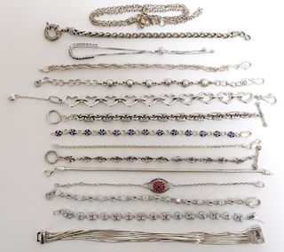 Group of 15 Sterling Silver Bracelets