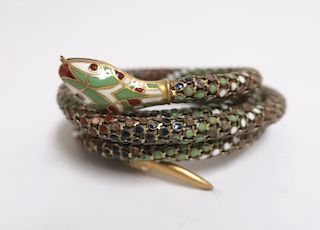 Art Deco Enameled Snake Bracelet - DRGM Germany