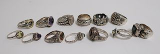Group of Sterling Silver & 18k Gold Rings