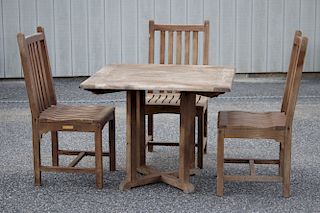 Kingsley Bate Teak Outdoor Table and 3 Chairs