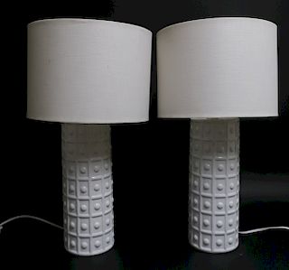 Pr. Modern Cylindrical White Ceramic  Lamps