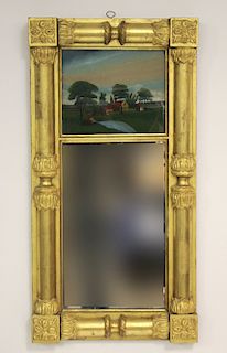 Federal Gilt Wood Mirror with Eglomise Inset