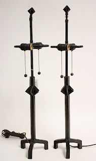 Aft Giacometti Pair Bronze "L'Etoile" Table Lamps