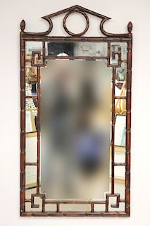 Chinese Chippendale Style Wood Carved Mirror
