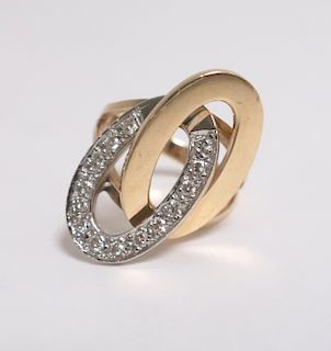 Art Deco Style 14k Gold & Diamond Ring