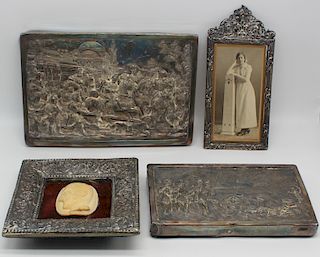 SILVER. Grouping of Framed Silver Items.